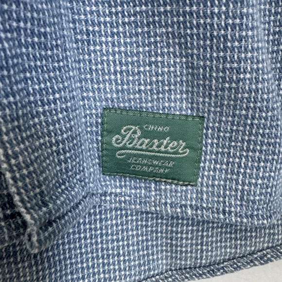 Baxter Men's Blue‎ Check Button Down Shirt Size M (XL) Stressed Look READ - Picture 8 of 8